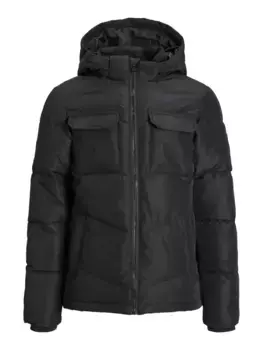 Детская стеганая куртка Jack & Jones "JJMASON PUFFER JACKET JNR", с капюшоном Jack & Jones Junior, черный