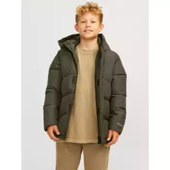 Детская стеганая куртка Jack & Jones «JJWORLD PUFFER JACKET JNR», с капюшоном Jack & Jones Junior, цвет Olive Night