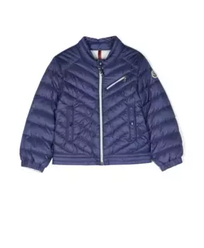 Детская стеганая куртка с нашивкой логотипом Moncler, синий