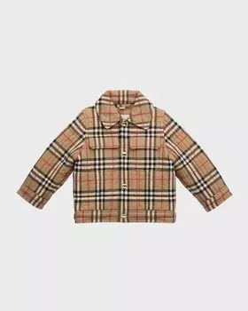 Детская стеганая куртка в клетку Gideon, размер 6М-24М Burberry, цвет Archive Beige Check