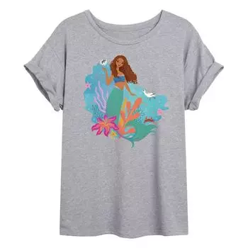 Детская струящаяся футболка Disney's The Little Mermaid Ariel с графическим рисунком Licensed Character, серый