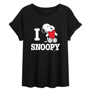 Детская струящаяся футболка Peanuts I Love Snoopy Licensed Character, черный