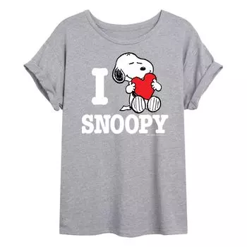 Детская струящаяся футболка Peanuts I Love Snoopy Licensed Character, серый