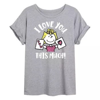 Детская струящаяся футболка Peanuts I Love You Licensed Character, серый
