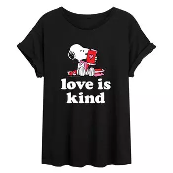 Детская струящаяся футболка Peanuts Love Is Kind Licensed Character, черный