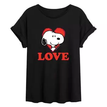 Детская струящаяся футболка Peanuts Love Snoopy Licensed Character, черный