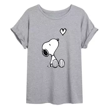 Детская струящаяся футболка Peanuts Snoopy Heart Licensed Character, серый
