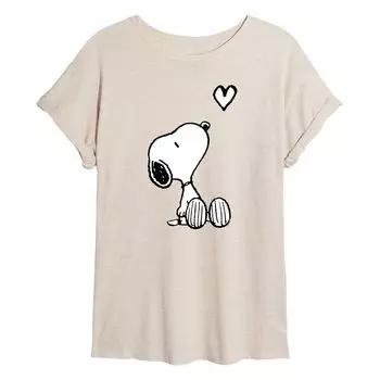 Детская струящаяся футболка Peanuts Snoopy Heart Licensed Character, бежевый