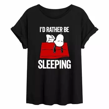 Детская струящаяся футболка Peanuts Snoopy «Я лучше буду спать» Licensed Character, черный