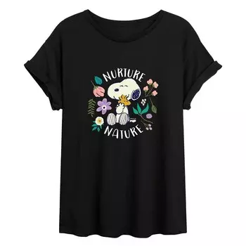 Детская струящаяся футболка Peanuts Spring "Nurture Nature" Snoopy Licensed Character, черный