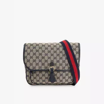 Детская сумка через плечо из холста с монограммным принтом Gucci, синий