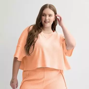 Детская свободная футболка с вафельной вязкой So, цвет white peach