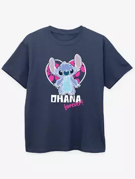 Детская темно-синяя футболка NW2 Disney Lilo & Stitch Ohana Forever Kids George., нави