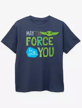 Детская темно-синяя футболка NW2 Star Wars The Mandalorian Slogan George., нави
