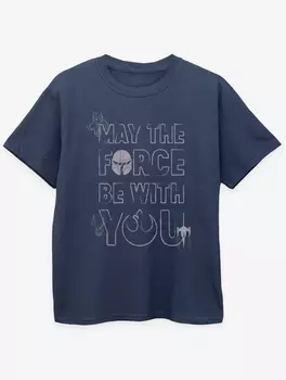 Детская темно-синяя футболка NW2 Star Wars The Mandalorian Slogan George., нави