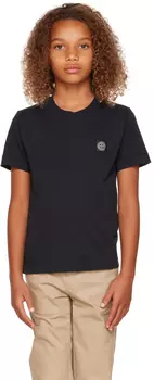 Детская темно-синяя футболка с нашивкой-логотипом Stone Island Junior