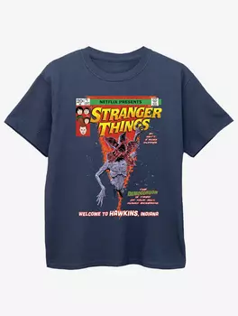 Детская темно-синяя футболка с обложкой комикса NW2 «Очень странные дела» George., нави
