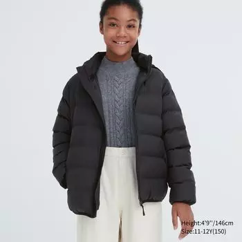 Куртка Uniqlo детская стеганая с капюшоном, 09 черный