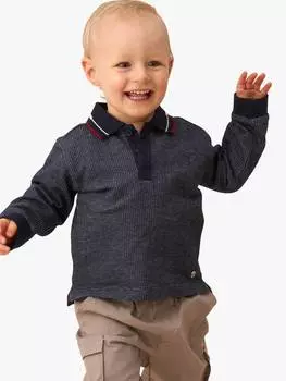 Детская текстурированная рубашка поло с длинным рукавом Angel & Rocket, синий