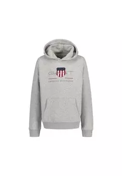 Детская толстовка - ARCHIVE SHIELD HOODIE, свитер с капюшоном, логотип, однотонный GANT, серый
