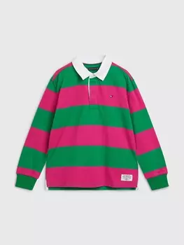 Детская толстовка для регби Tommy Hilfiger, зеленый малахит/розовый
