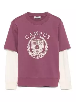 Детская толстовка Golden Goose Kids с двойными рукавами и круглым вырезом, фиолетовый