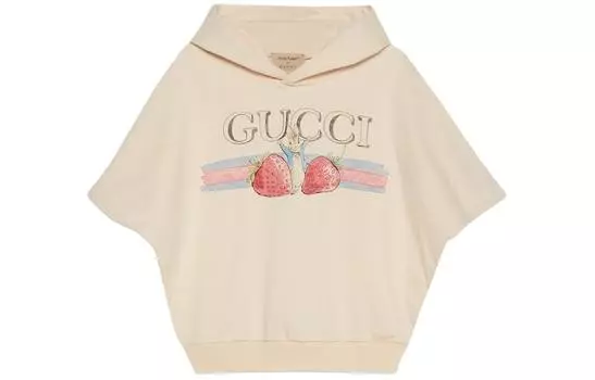 Толстовка детская Gucci с принтом клубнички, бежевый
