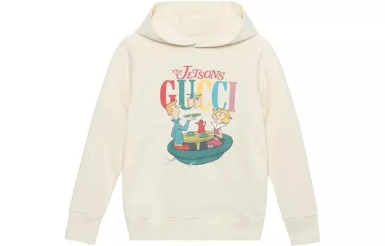Толстовка детская Gucci с рисунком и логотипом, бежевый