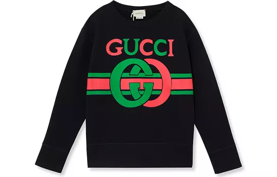 Толстовка детская Gucci, черный / зеленый / красный