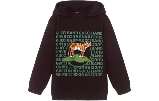 Толстовка детская Gucci с принтом, коричневый