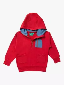 Детская толстовка horizon из органического хлопка на четверть молнии с капюшоном horizon Little Green Radicals, цвет Red/Blue