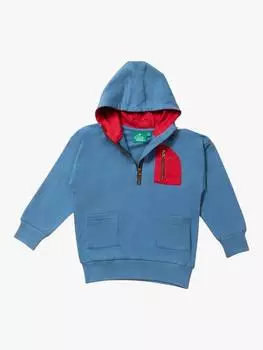 Детская толстовка horizon из органического хлопка на четверть молнии с капюшоном horizon Little Green Radicals, цвет Blue/Red