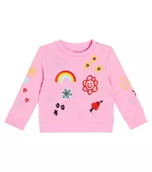 Детская толстовка из хлопкового джерси с вышивкой Stella Mccartney Kids, мультиколор