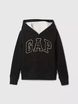 Детская толстовка из шерпы с логотипом Gap, черный