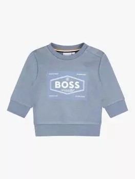 Детская толстовка из смеси хлопка и флиса с кисточкой HUGO BOSS, цвет Medium Grey