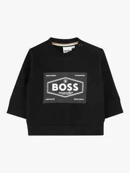 Детская толстовка из смеси хлопка и флиса с кисточкой HUGO BOSS, черный