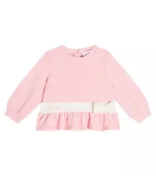 Детская толстовка из смесового хлопка с бантиком Monnalisa, розовый