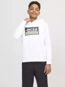 Детская толстовка Jack & Jones "JCOLOGAN SS24 PRINT SWEAT HOOD SN JNR" Jack & Jones Junior, белый