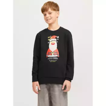 Детская толстовка Jack & Jones «JJXMAS JOLLY SWEAT CREW NECK JNR» с рождественскими мотивами Jack & Jones Junior, черный