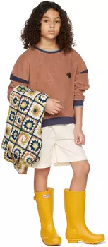 Детская толстовка с цветными блоками и логотипом коричневого цвета The Campamento