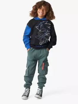 Детская толстовка с цветными блоками Sonic Angel & Rocket, черный/синий