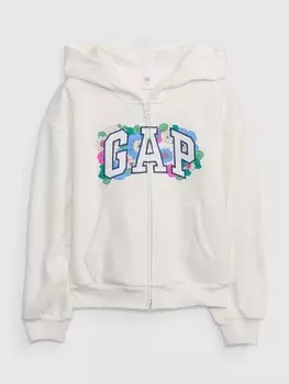 Детская толстовка с цветочным логотипом Gap, белый
