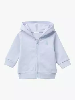 Детская толстовка с капюшоном и 3d ушками на молнии Benetton, цвет Light Blue Powder