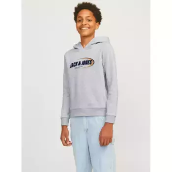 Детская толстовка с капюшоном Jack & Jones «JCORAY BRANDING SWEAT HOOD FST JNR» Jack & Jones Junior, цвет Light Grey Melange