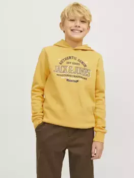 Детская толстовка с капюшоном Jack & Jones "JJELOGO SWEAT HOOD 2 COL 24/25 NOOS JNR" Jack & Jones Junior, цвет Honey Gold
