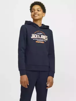 Детская толстовка с капюшоном Jack & Jones "JJELOGO SWEAT HOOD 2 COL 24/25 NOOS JNR" Jack & Jones Junior, синий