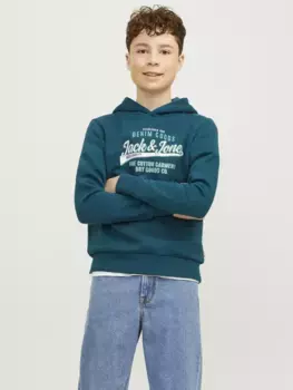 Детская толстовка с капюшоном Jack & Jones "JJELOGO SWEAT HOOD 2 COL 24/25 NOOS JNR" Jack & Jones Junior, бирюзовый