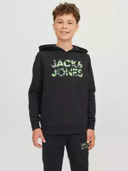 Детская толстовка с капюшоном Jack & Jones "JJMILES SWEAT HOOD JNR" Jack & Jones Junior, черный