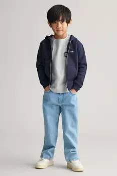 Детская толстовка с капюшоном на молнии с защитой от солнца Gant, синий