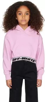 Детская толстовка с капюшоном розового цвета с жаккардовой отделкой Off-White